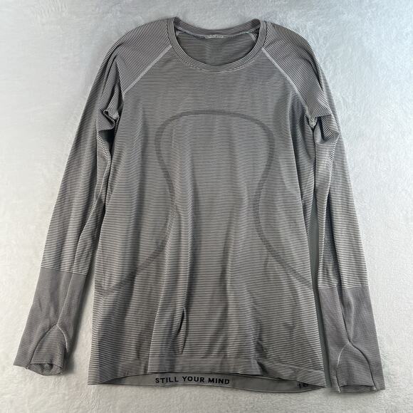 Lululemon Size 10 Run Swiftly Tech Long Sleeve Crew Tempo Stripe Black White - Picture 4 of 15